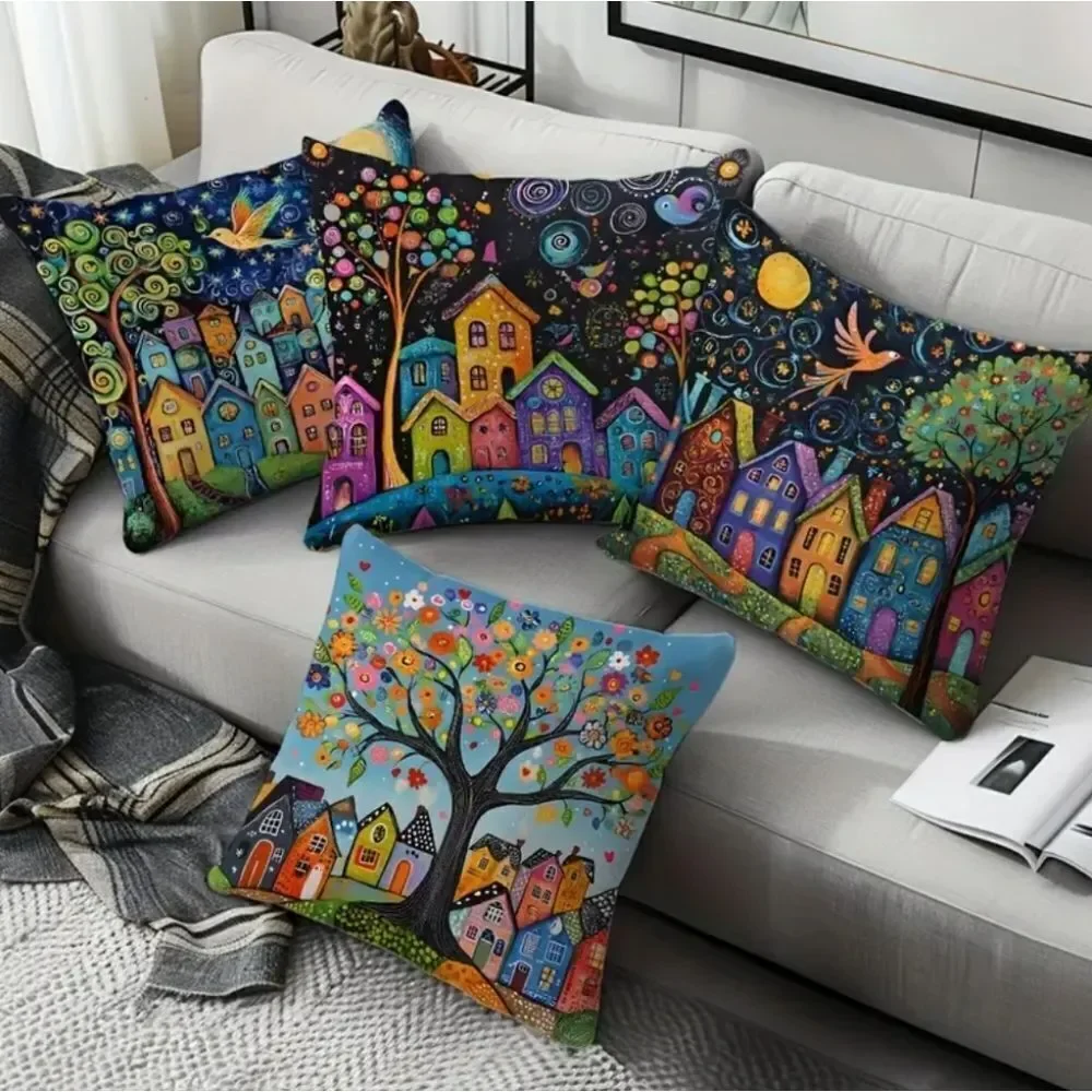 Colorful Artistic 4pc. Pillow Covers Set